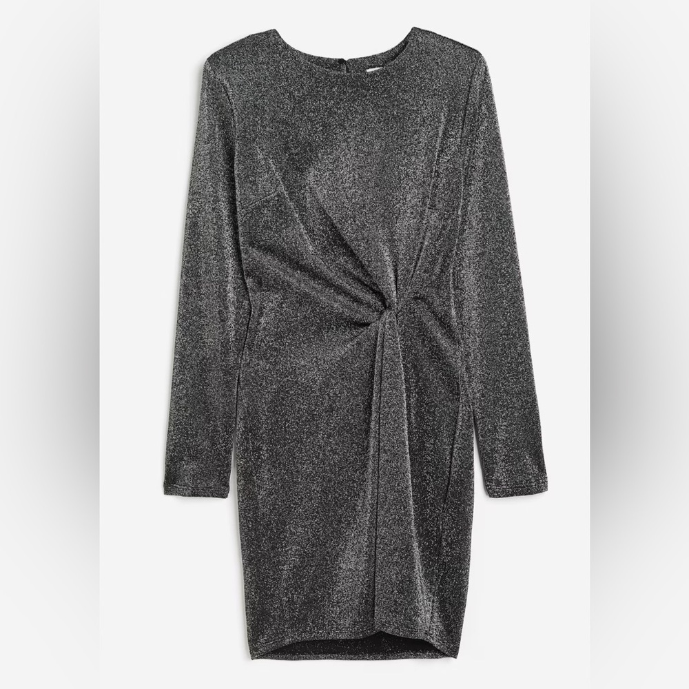 H&M Shimmering Silver Long Sleeve Dress
